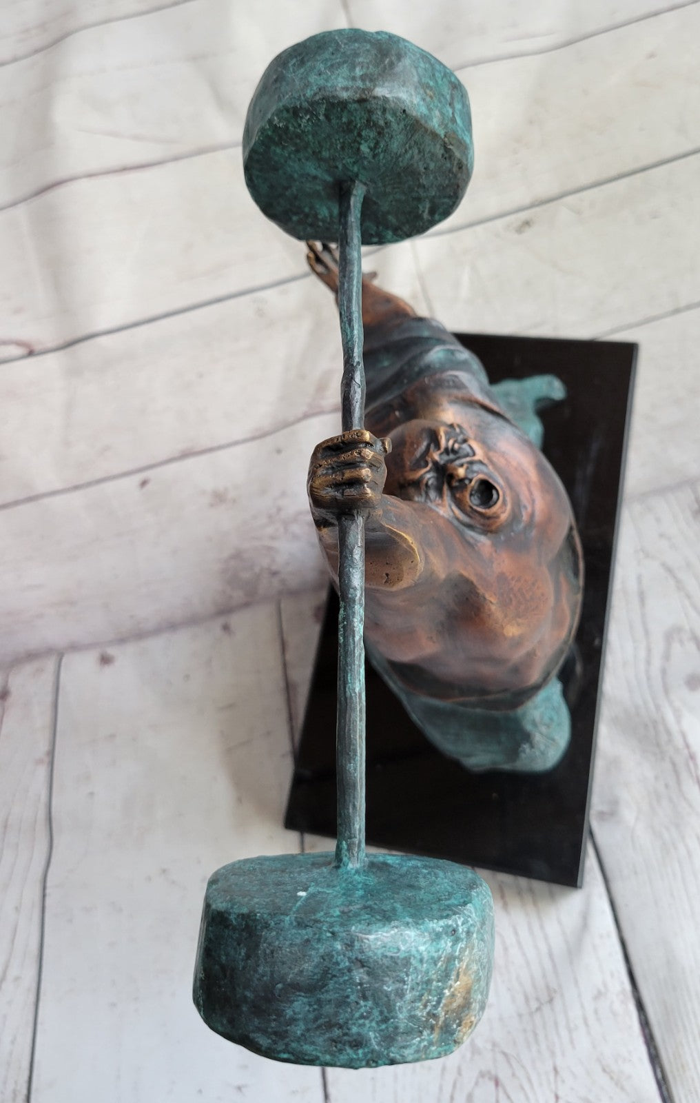 Handcrafted Detailed Weightlifters by French Artisan Milo Bronze Sculpture Decor