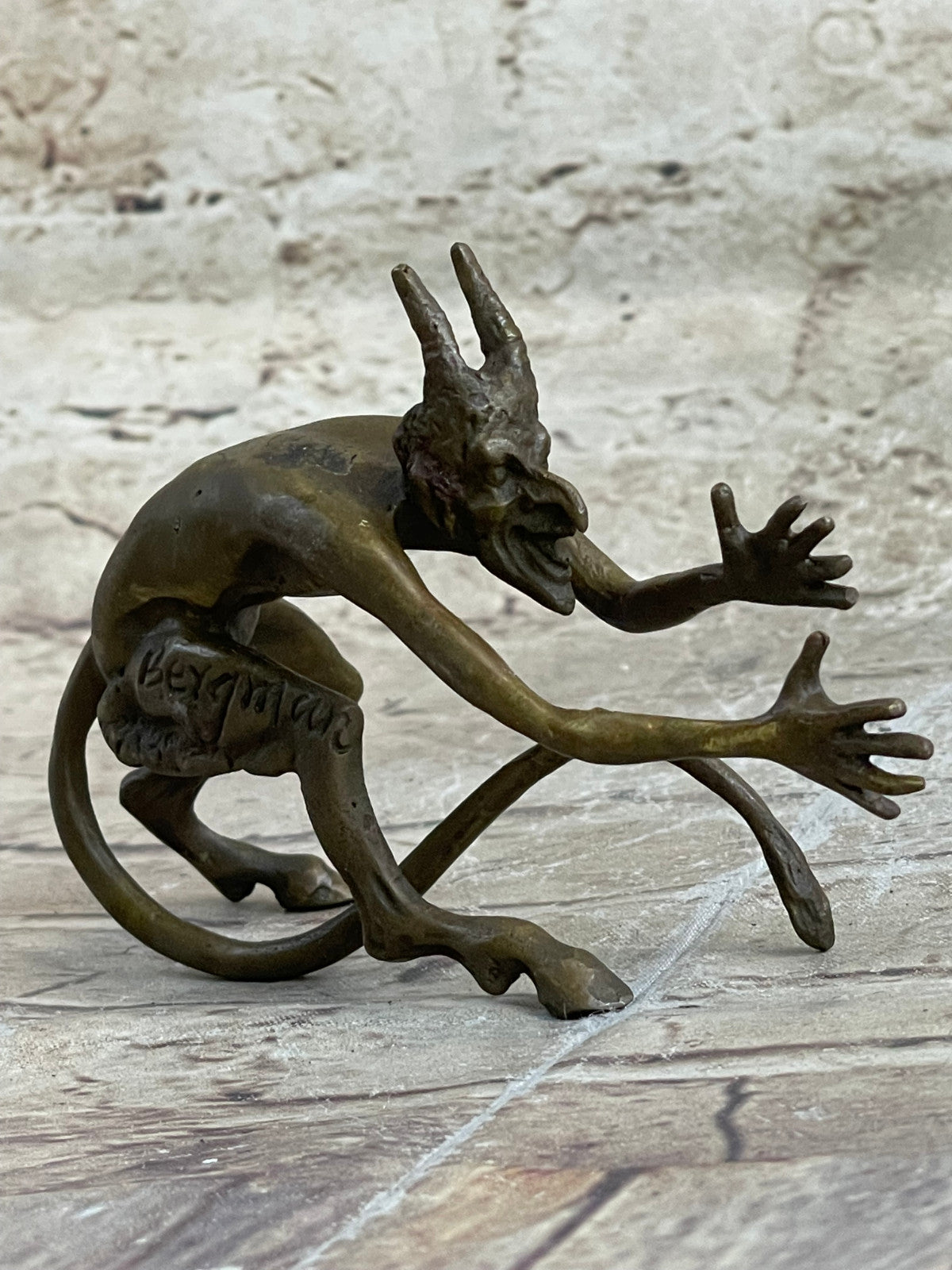 SIGNED BRONZE STATUE NUDE SATYR EROTIC FAUN DETAILED SCULPTURE HOT CAST