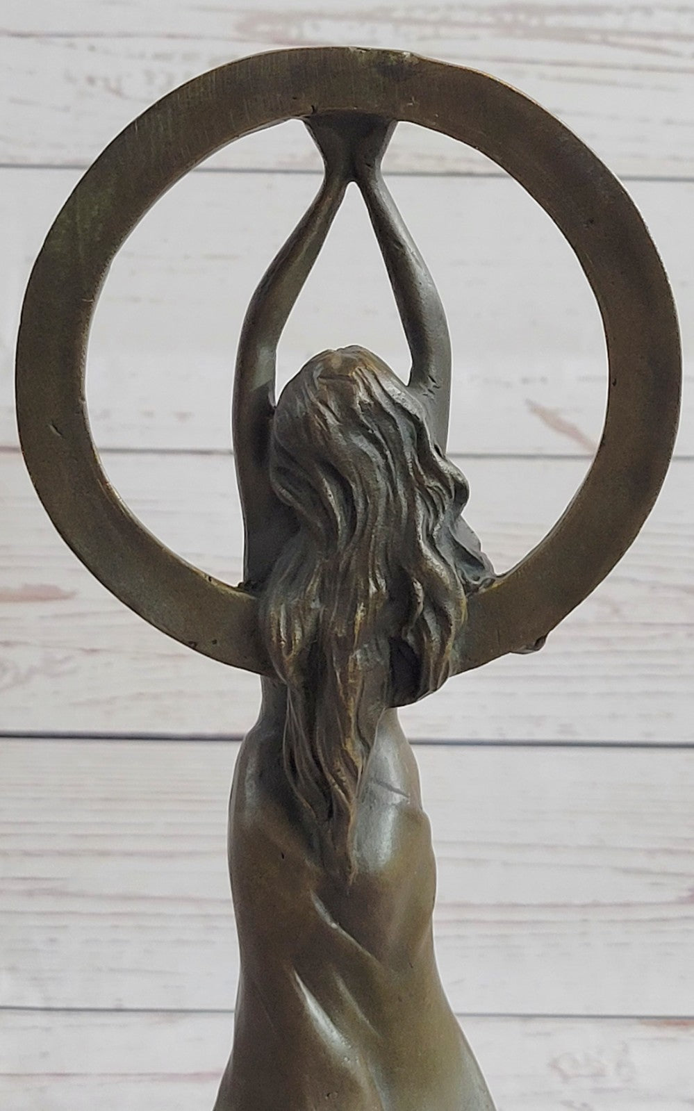 Art Nouveau Hand Made Classic Sexy Girl Bronze Sculpture Figurine Marble Base
