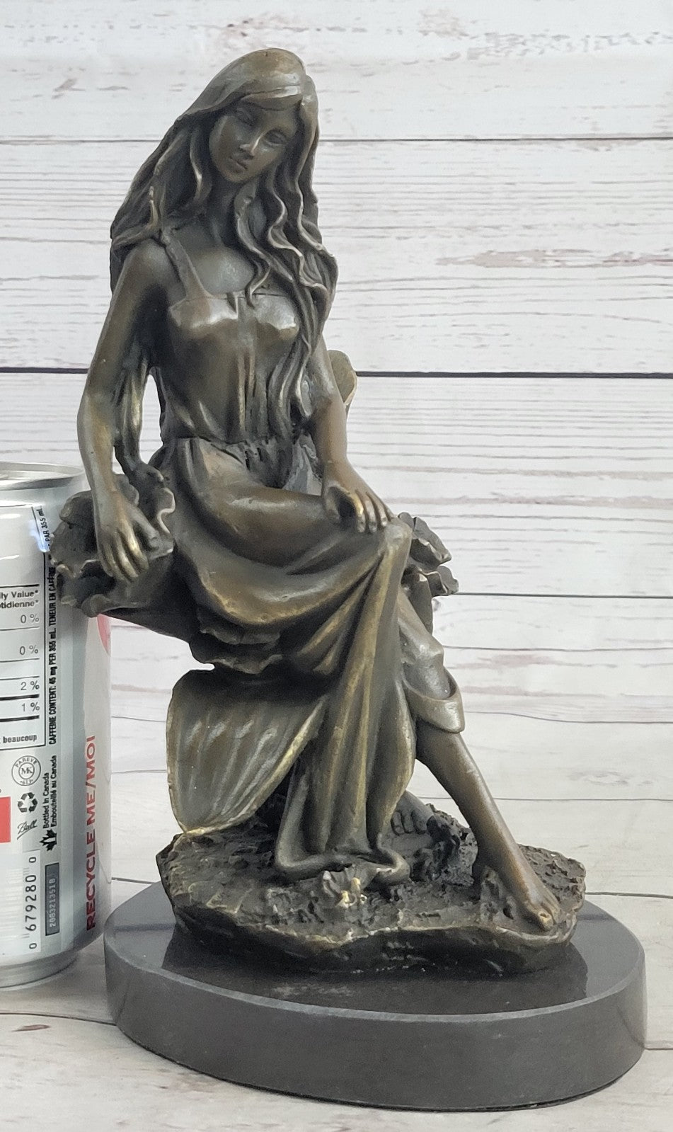 Art Deco Signed Original Mavchi Collectible Collector Woman in Garden Bronze Sta