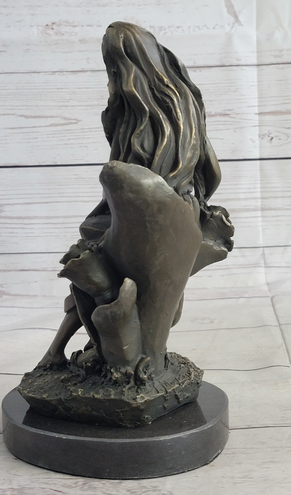 Art Deco Signed Original Mavchi Collectible Collector Woman in Garden Bronze Sta