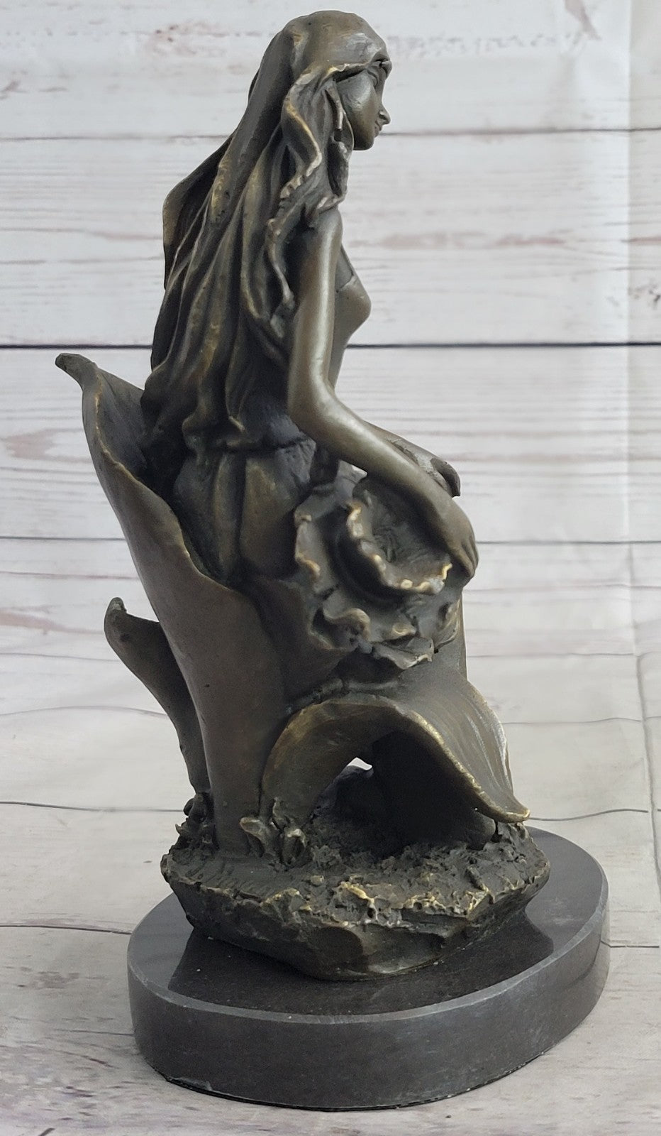 Art Deco Signed Original Mavchi Collectible Collector Woman in Garden Bronze Sta