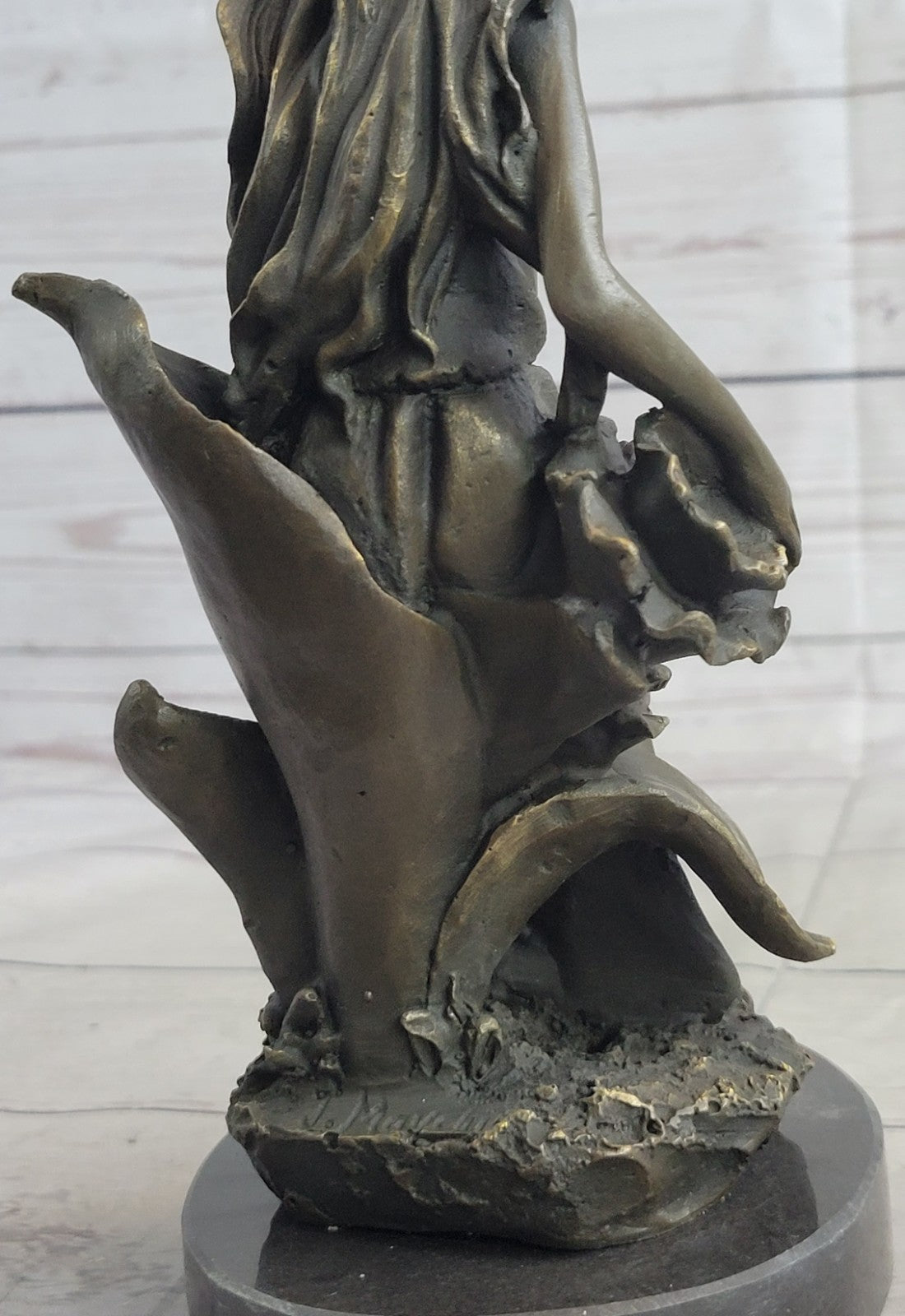 Art Deco Signed Original Mavchi Collectible Collector Woman in Garden Bronze Sta
