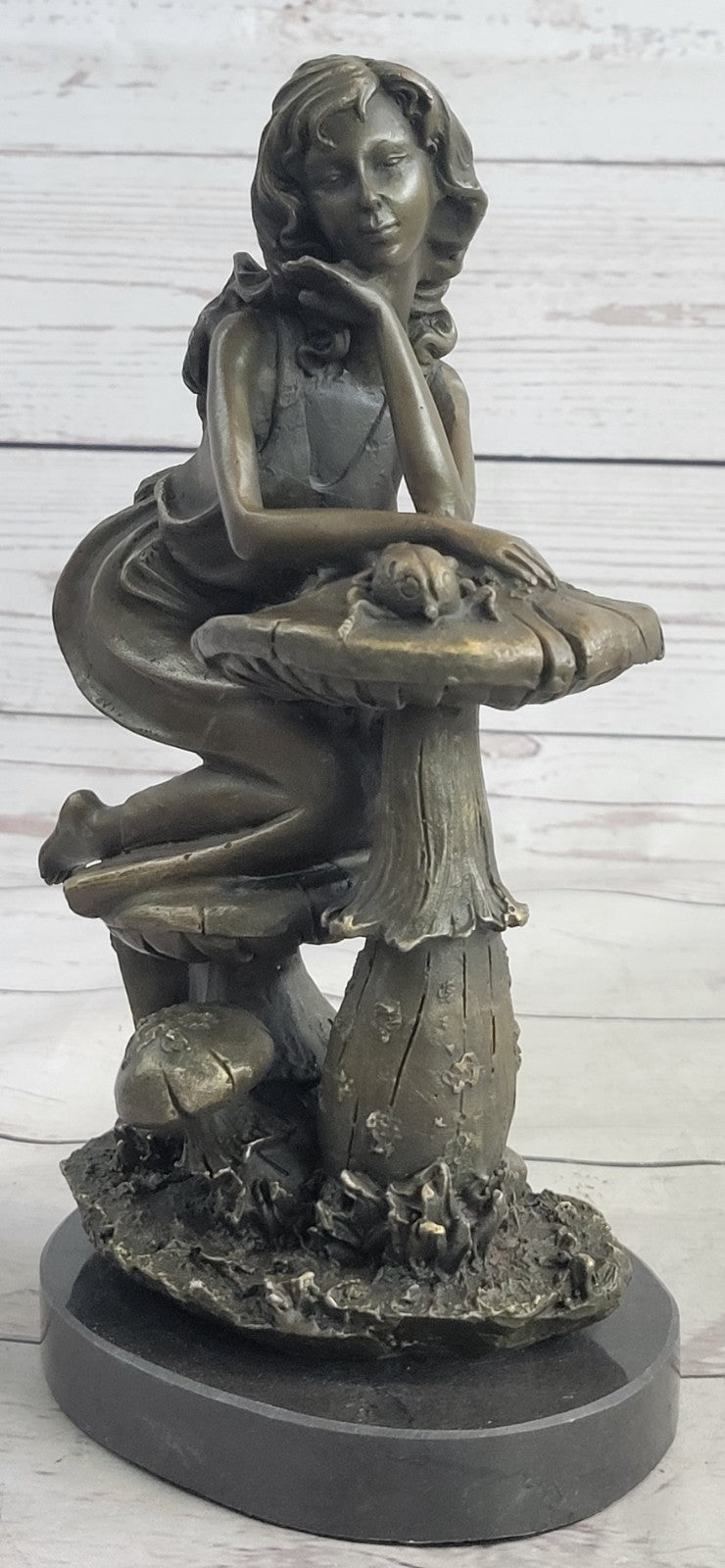 Genuine Pure Bronze Detailed Museum Quality Art Nouveau Wood Fairy Girl Bronze S