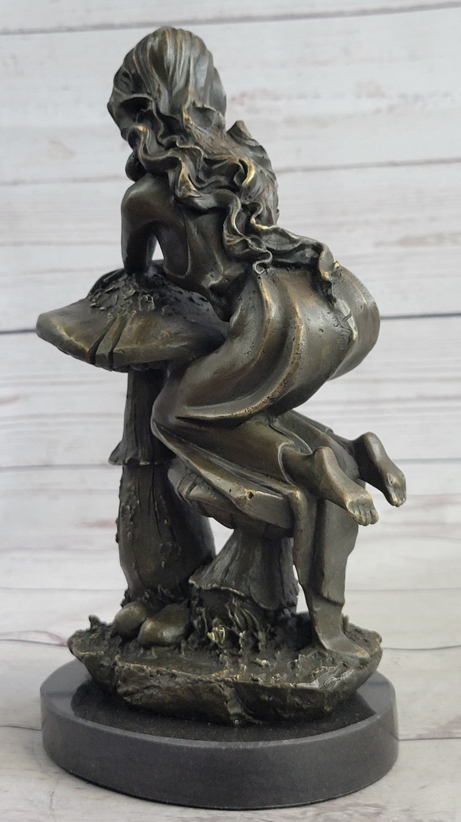 Genuine Pure Bronze Detailed Museum Quality Art Nouveau Wood Fairy Girl Bronze S
