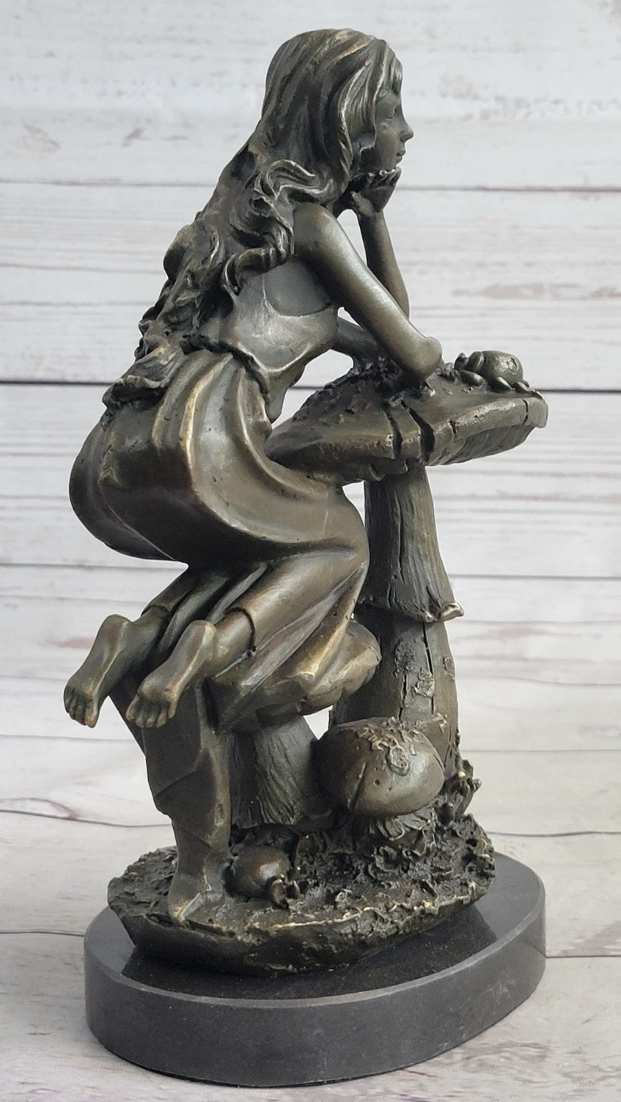 Genuine Pure Bronze Detailed Museum Quality Art Nouveau Wood Fairy Girl Bronze S