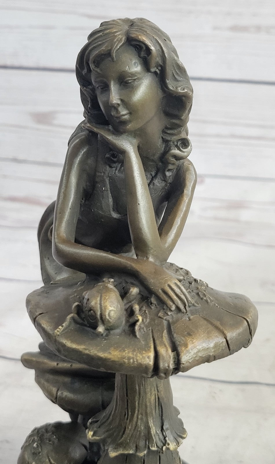 Genuine Pure Bronze Detailed Museum Quality Art Nouveau Wood Fairy Girl Bronze S