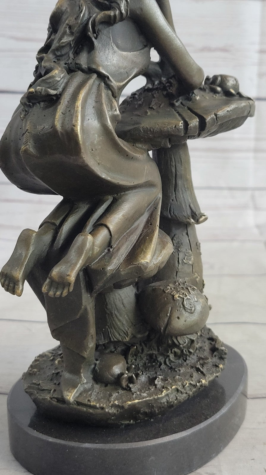 Genuine Pure Bronze Detailed Museum Quality Art Nouveau Wood Fairy Girl Bronze S