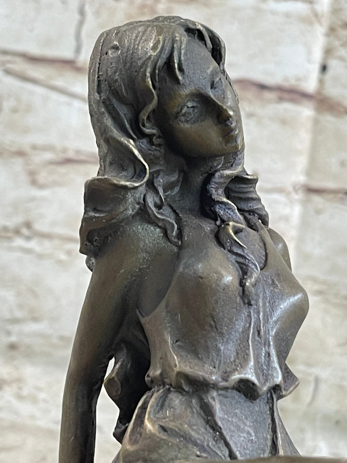 Bronze Sculpture Hand Made Original Mavchi Relaxed Woman on the Rock Figurine