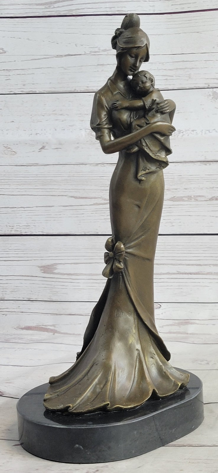 Bronze Sculpture Art Deco Modern Nouveau Nude Mother Woman Madonna Baby Child
