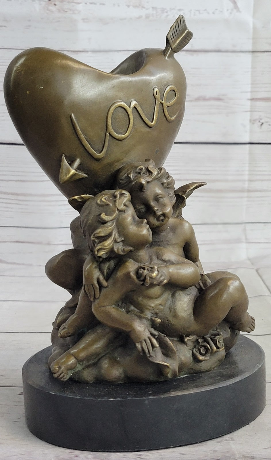 Handcrafted Detailed Candle Stick Love Lovers Candleholder Bronze Sculpture