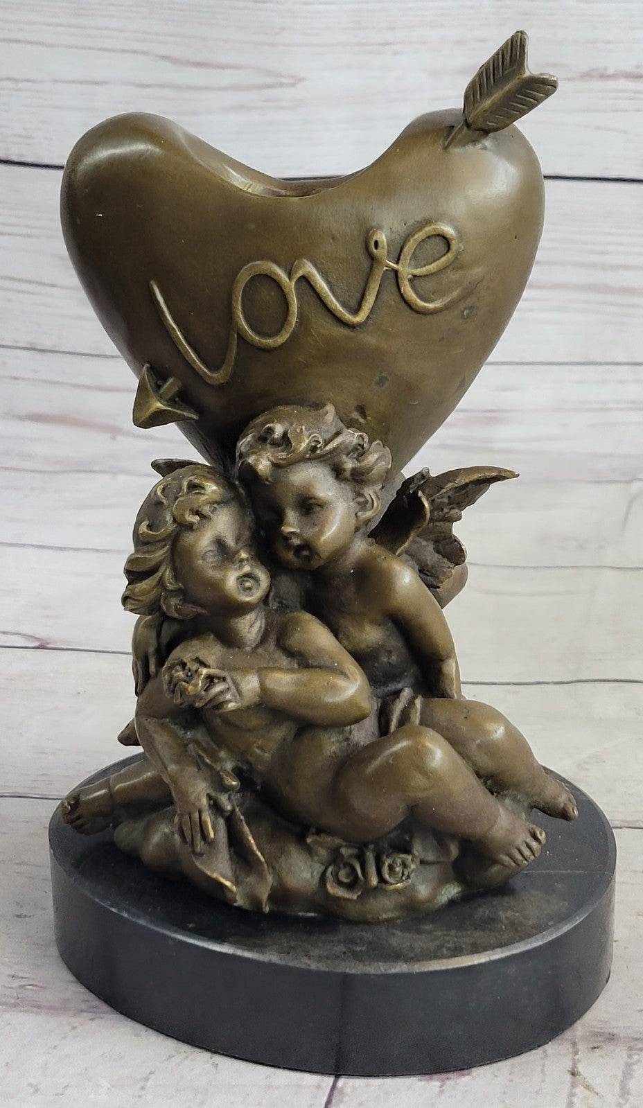 Handcrafted Detailed Candle Stick Love Lovers Candleholder Bronze Sculpture