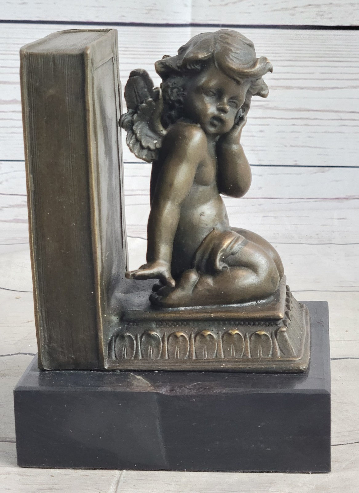 Hot Cast Angel With Wings Bookends Bronze Sculpture by Moreau Figurine Figure