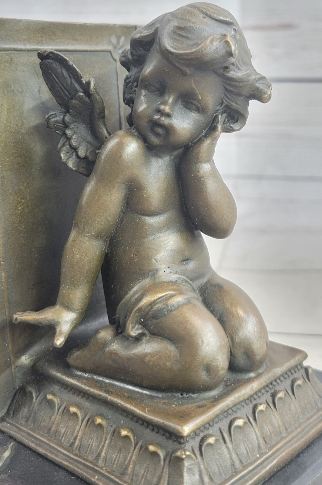 Hot Cast Angel With Wings Bookends Bronze Sculpture by Moreau Figurine Figure