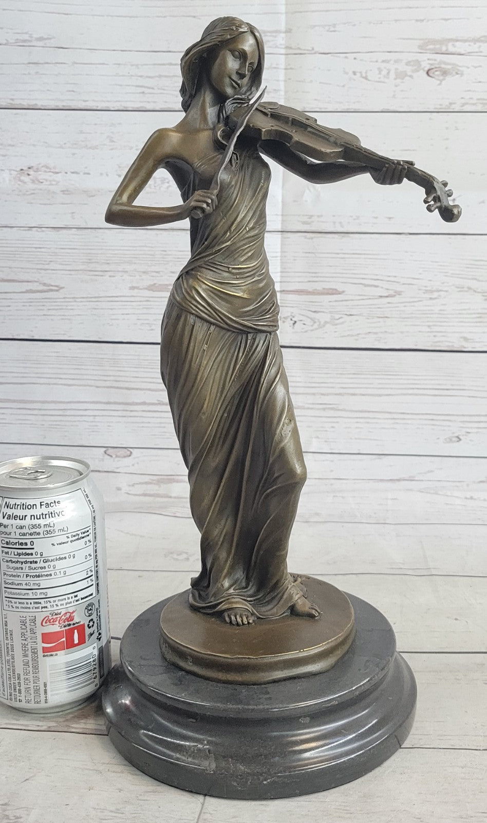 Bronze Sculpture Female Classic Violin Player Musician Music Lost Wax Statue