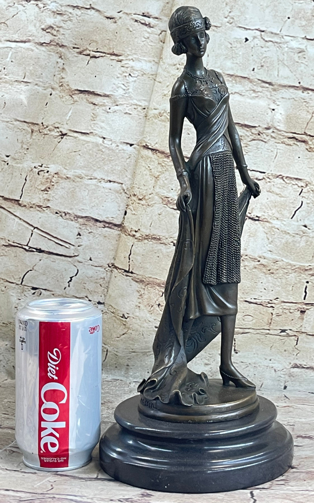 Art Nouveau Sexy Woman wearing Jewelry  Very Detailed Bronze Sculpture Decor Sal