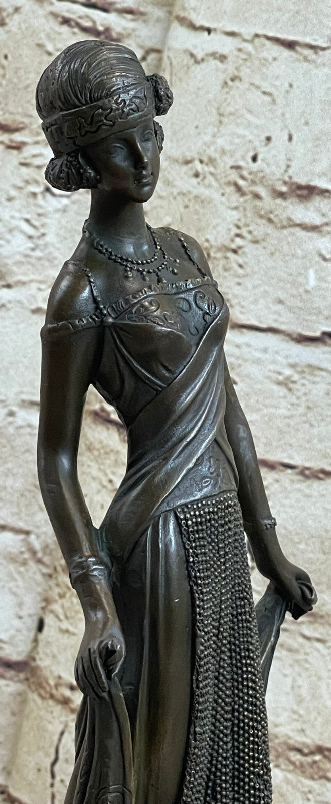 Art Nouveau Sexy Woman wearing Jewelry  Very Detailed Bronze Sculpture Decor Sal