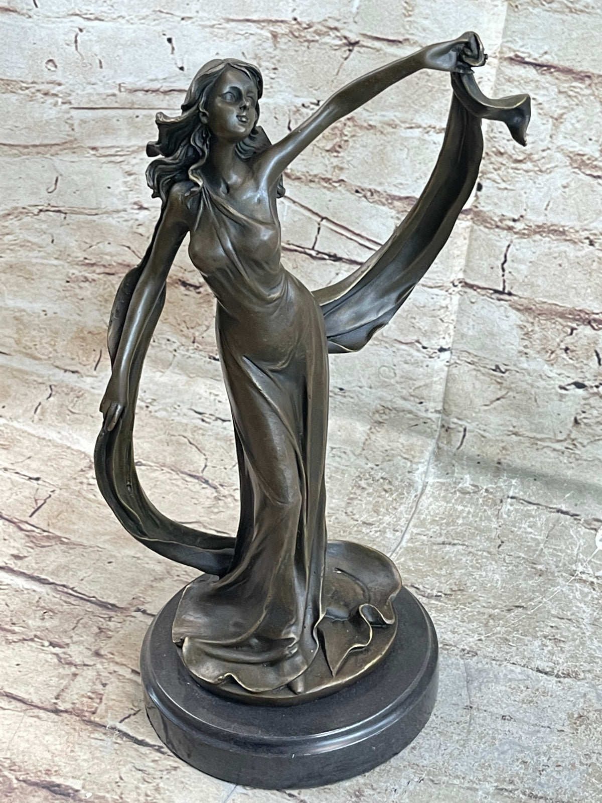 Handcrafted Collectible By Lost Wax Method Beautiful Maiden Bronze Sculpture