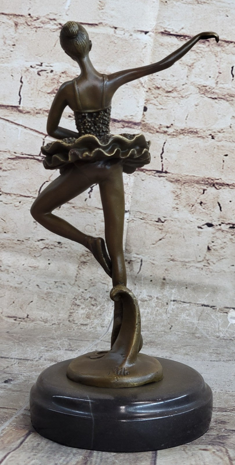 Handcrafted Detail Ballerina with Tutu Bronze Sculpture Signed Original Milo