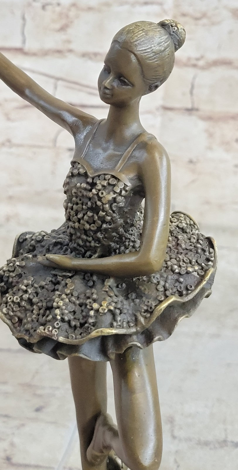 Handcrafted Detail Ballerina with Tutu Bronze Sculpture Signed Original Milo
