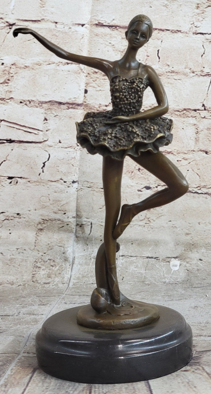 Handcrafted Detail Ballerina with Tutu Bronze Sculpture Signed Original Milo