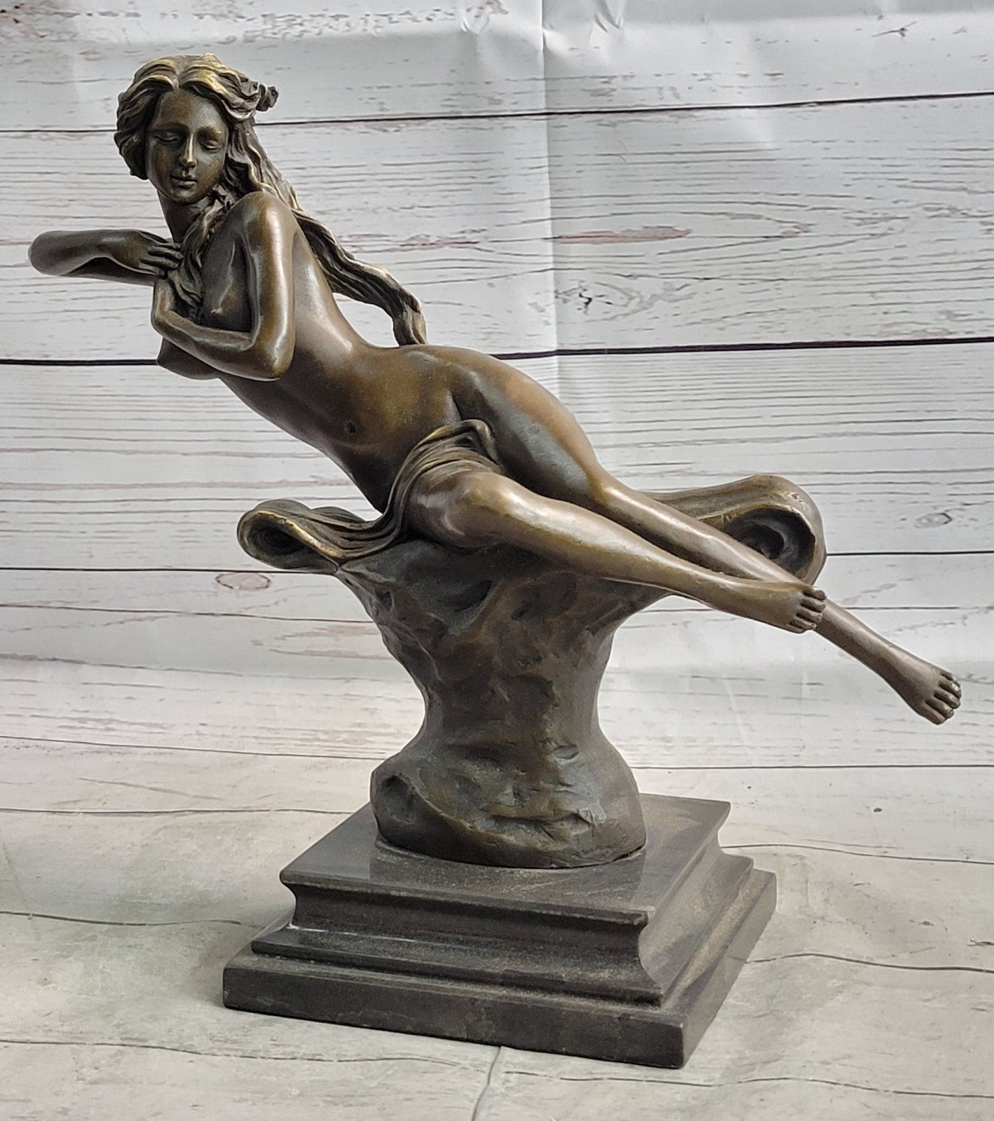 Art Deco Nude Erotic Nymph Bronze Statue Figure Marble Sculpture Figurine Gift