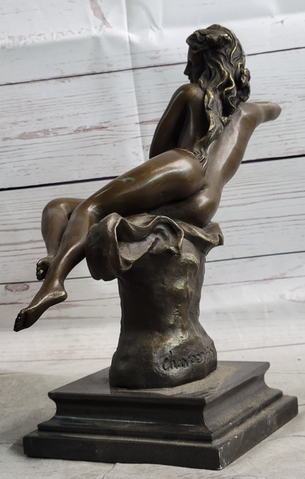 Art Deco Nude Erotic Nymph Bronze Statue Figure Marble Sculpture Figurine Gift