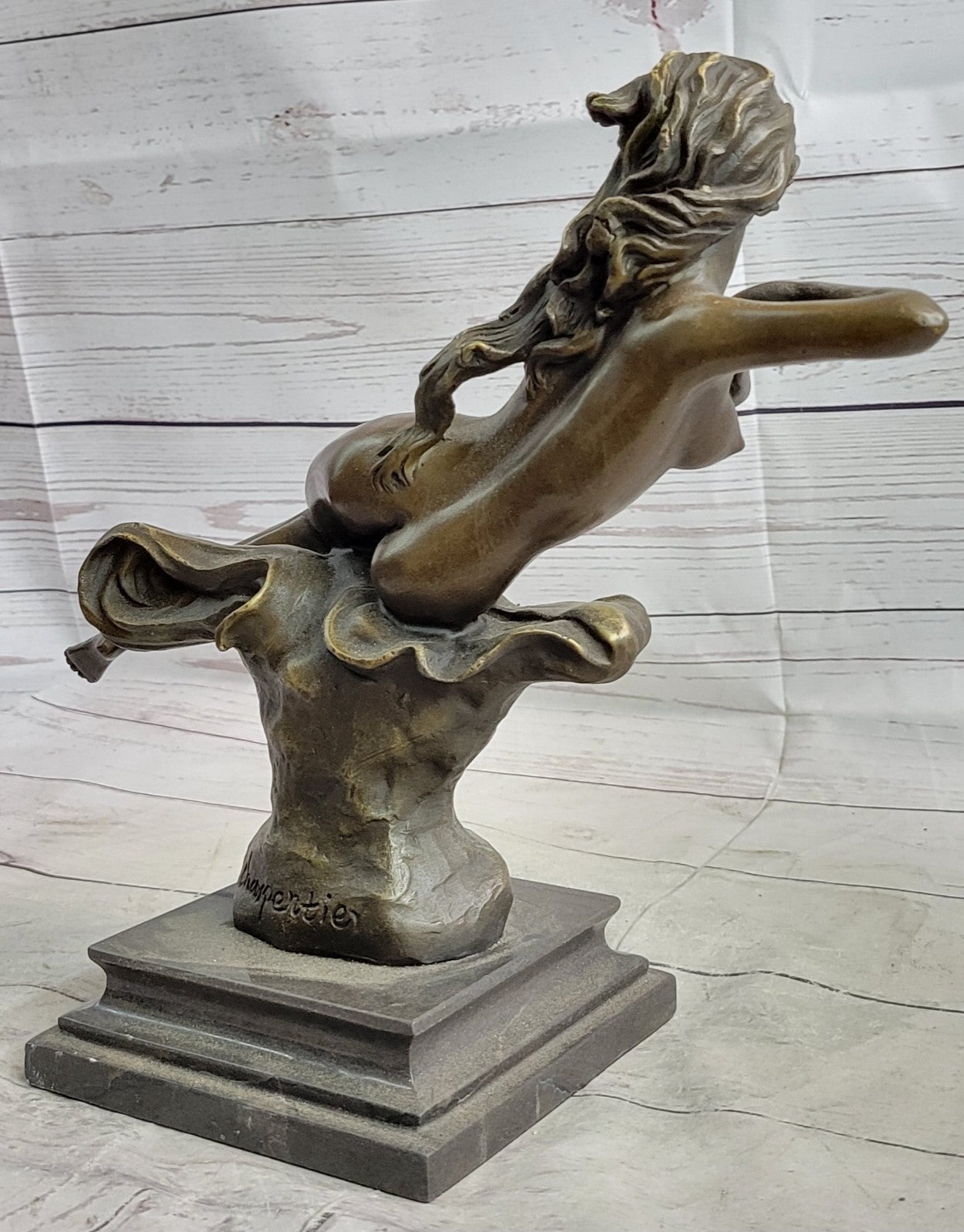 Art Deco Nude Erotic Nymph Bronze Statue Figure Marble Sculpture Figurine Gift