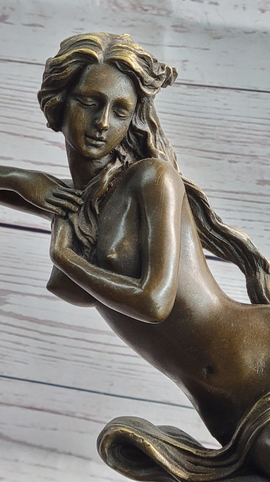 Art Deco Nude Erotic Nymph Bronze Statue Figure Marble Sculpture Figurine Gift