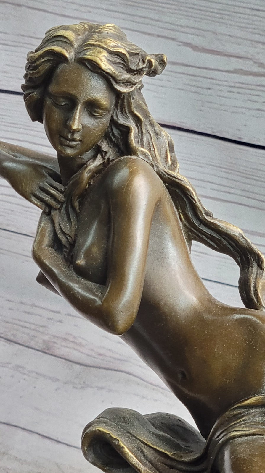 Art Deco Nude Erotic Nymph Bronze Statue Figure Marble Sculpture Figurine Gift