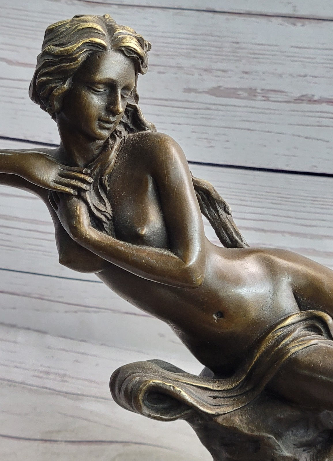 Art Deco Nude Erotic Nymph Bronze Statue Figure Marble Sculpture Figurine Gift