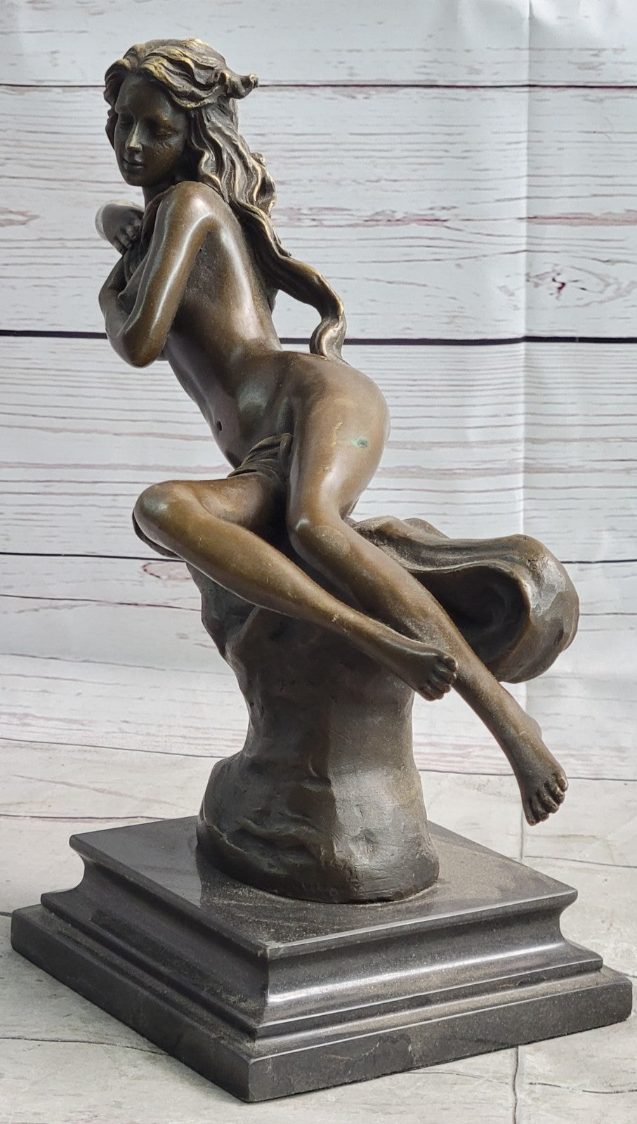 Art Deco Nude Erotic Nymph Bronze Statue Figure Marble Sculpture Figurine Gift