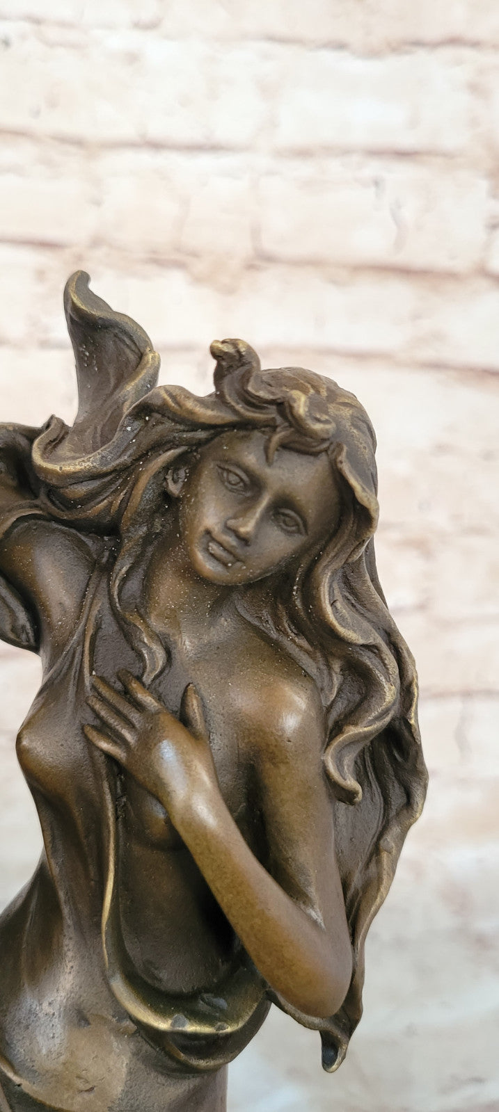 Hand Made Wood Nymph Goddess Erotica Vase Bronze Masterpiece Statue Figure