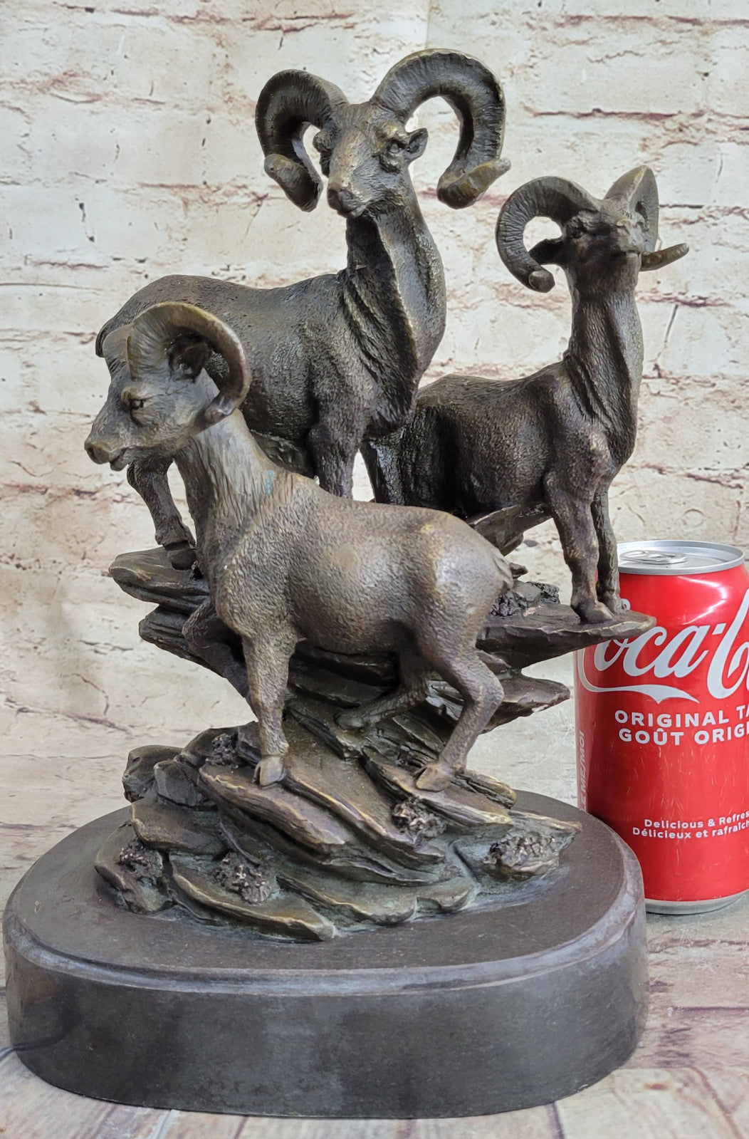 Handcrafted Bronze Trophy Rams Signed Original Canlien Sculpture Hot Cast Deal