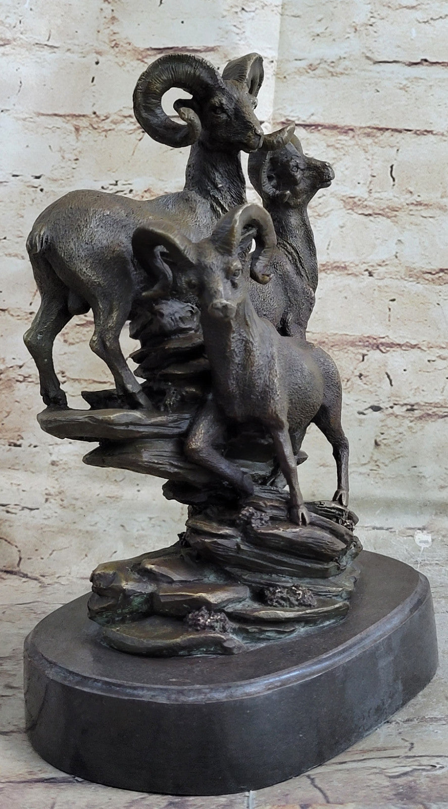 Handcrafted Bronze Trophy Rams Signed Original Canlien Sculpture Hot Cast Deal