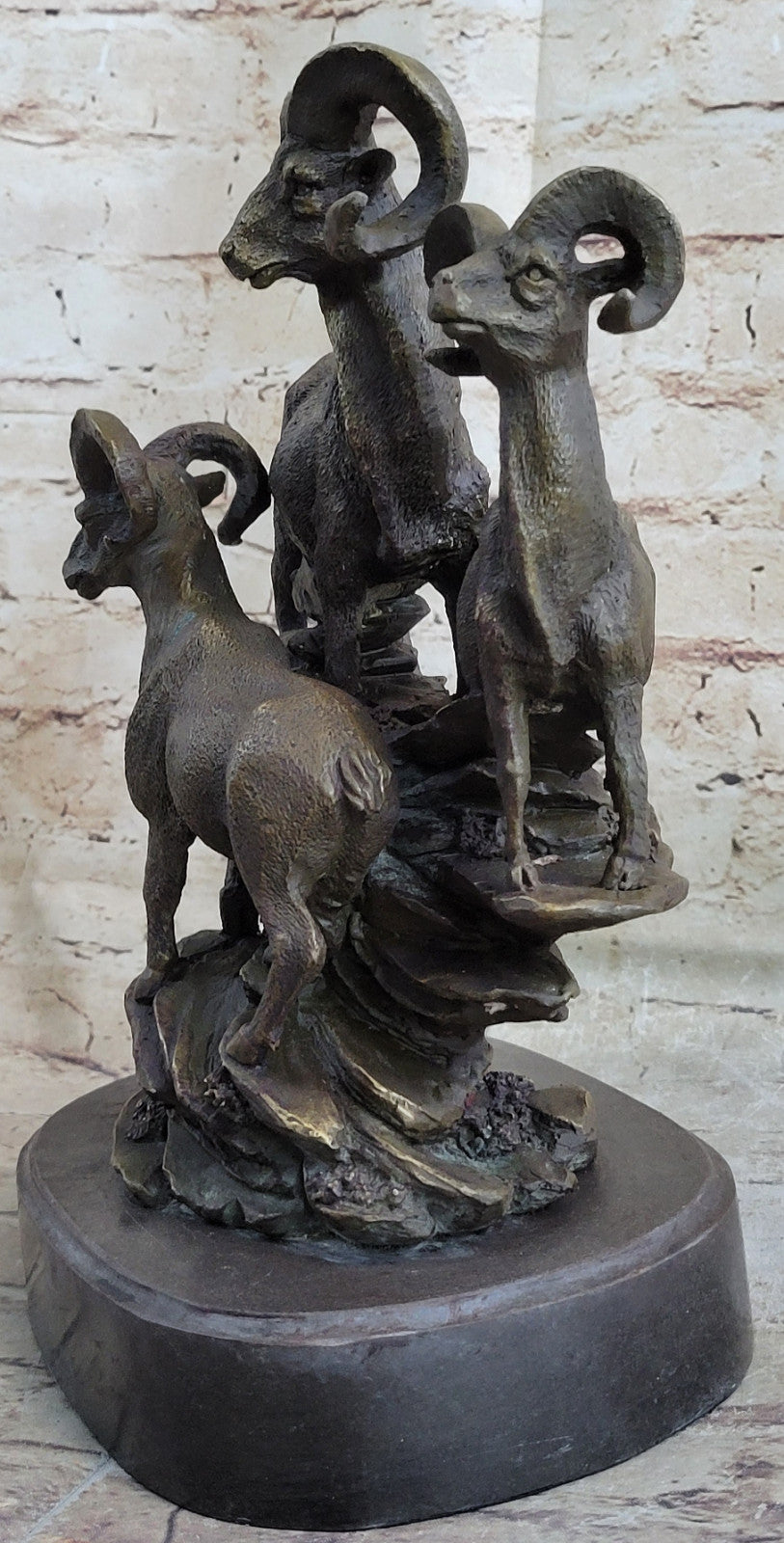 Handcrafted Bronze Trophy Rams Signed Original Canlien Sculpture Hot Cast Deal