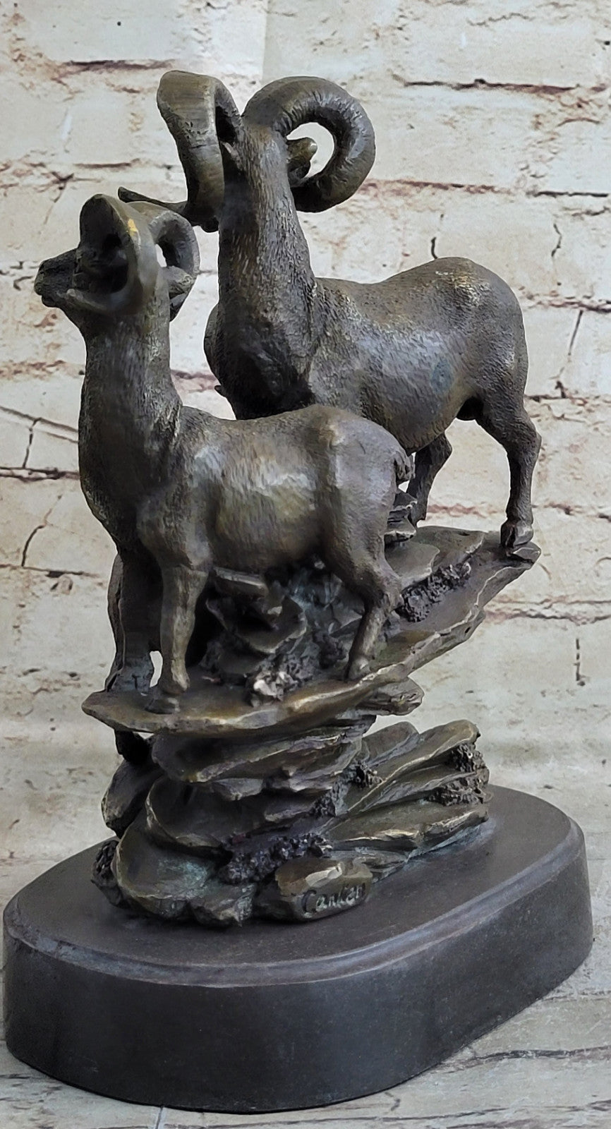 Handcrafted Bronze Trophy Rams Signed Original Canlien Sculpture Hot Cast Deal