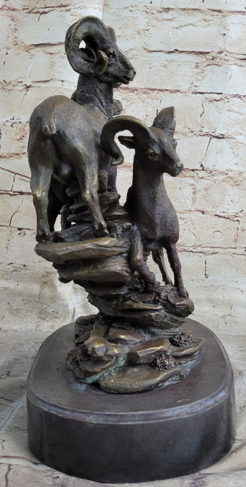 Handcrafted Bronze Trophy Rams Signed Original Canlien Sculpture Hot Cast Deal