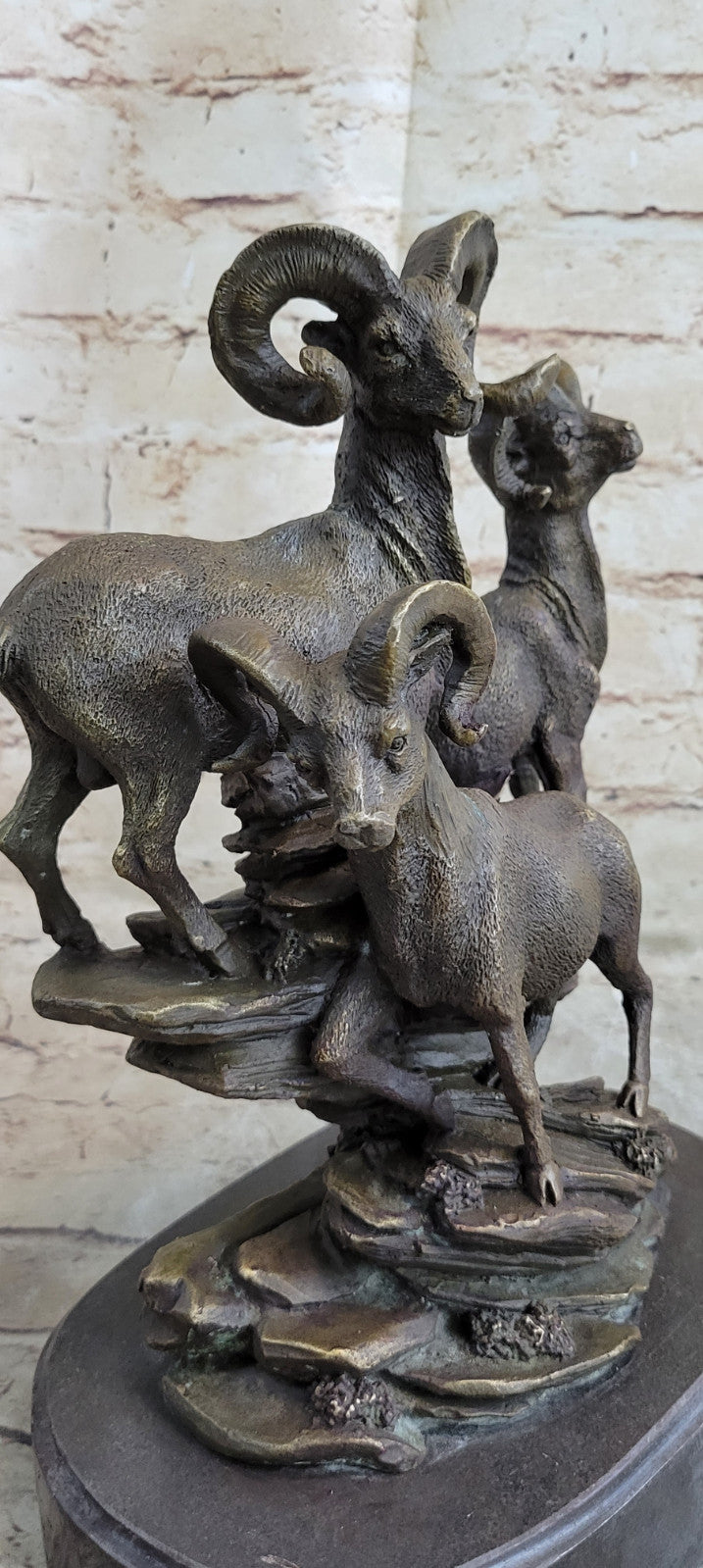 Handcrafted Bronze Trophy Rams Signed Original Canlien Sculpture Hot Cast Deal