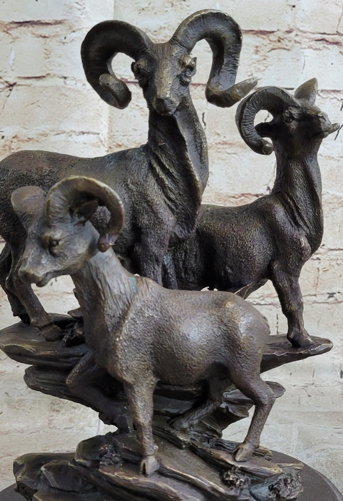 Handcrafted Bronze Trophy Rams Signed Original Canlien Sculpture Hot Cast Deal