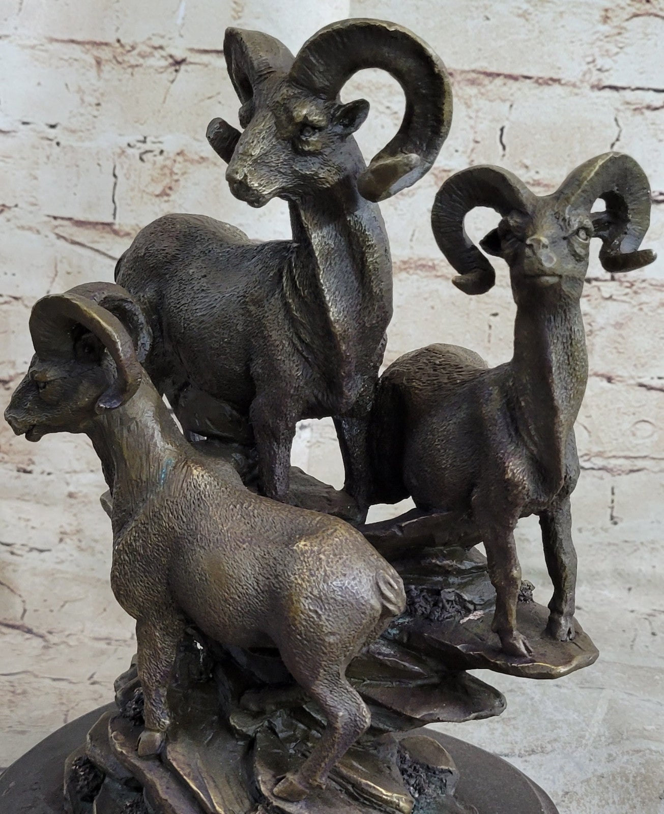 Handcrafted Bronze Trophy Rams Signed Original Canlien Sculpture Hot Cast Deal