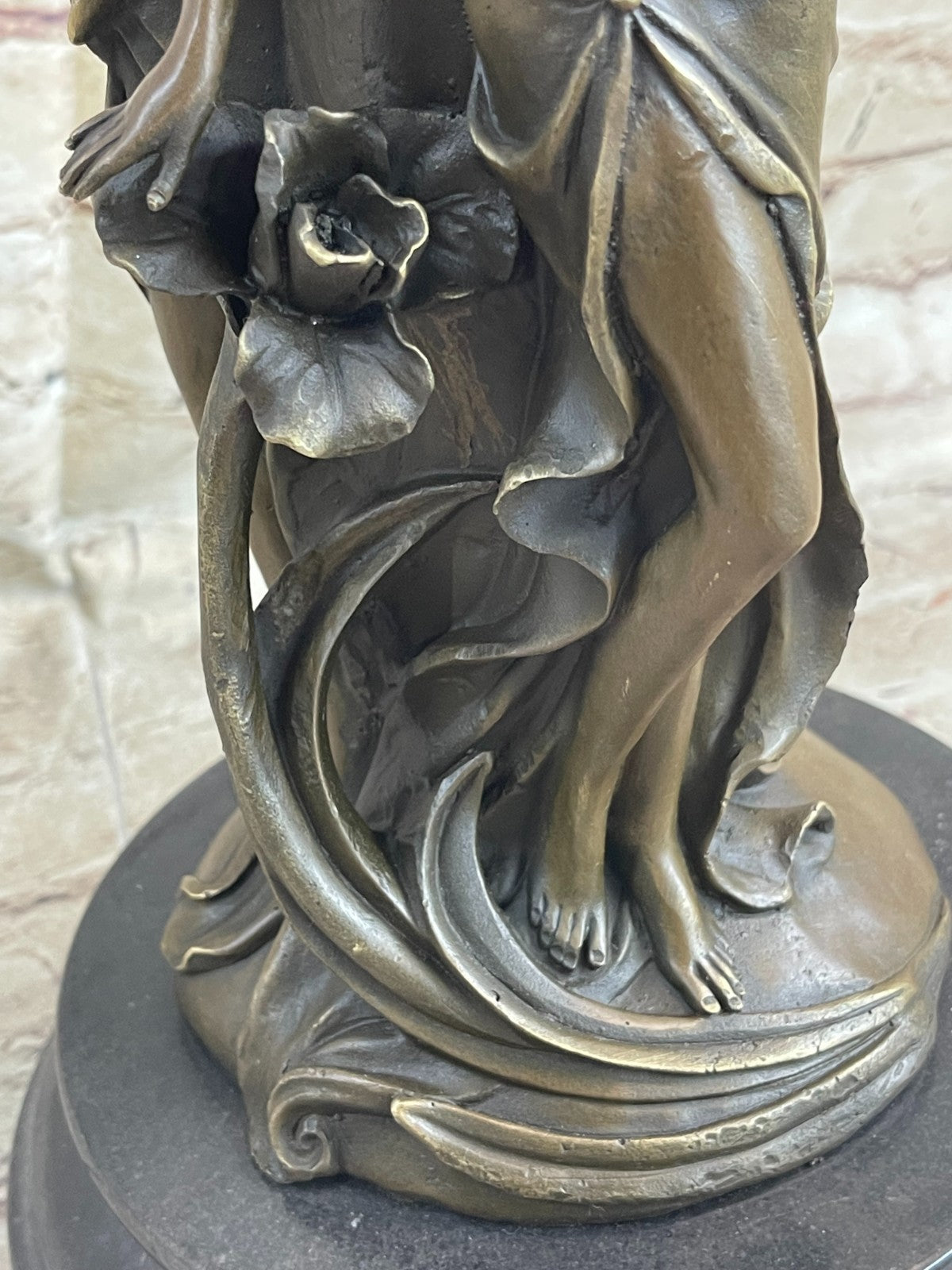Handcrafted Art Deco 3 Sexy Girl Nude Naked Art Nouveau Vase Bronze Sculpture