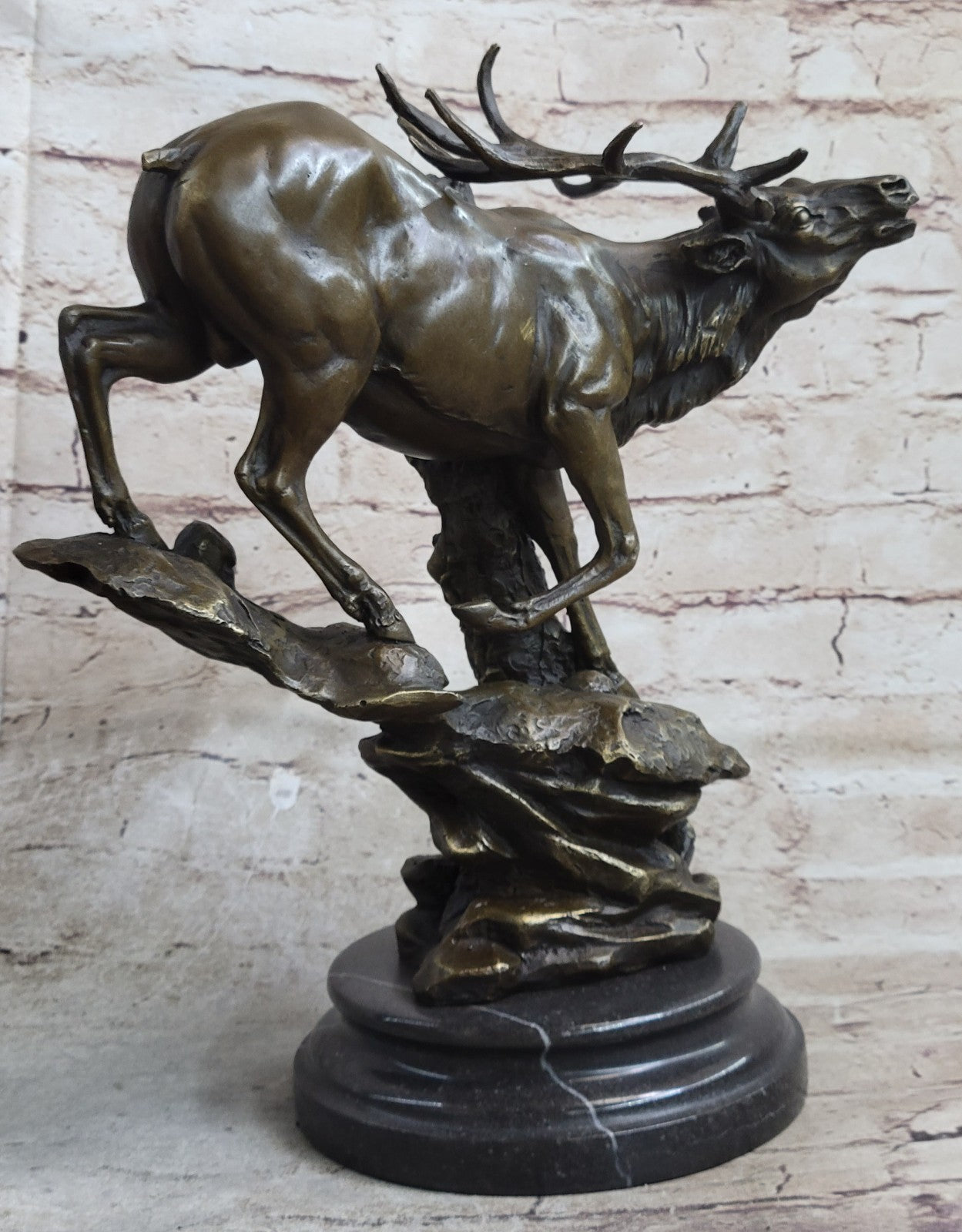 Handcrafted bronze sculpture SALE Caribo Deer Mountain Elk Male Original Signed