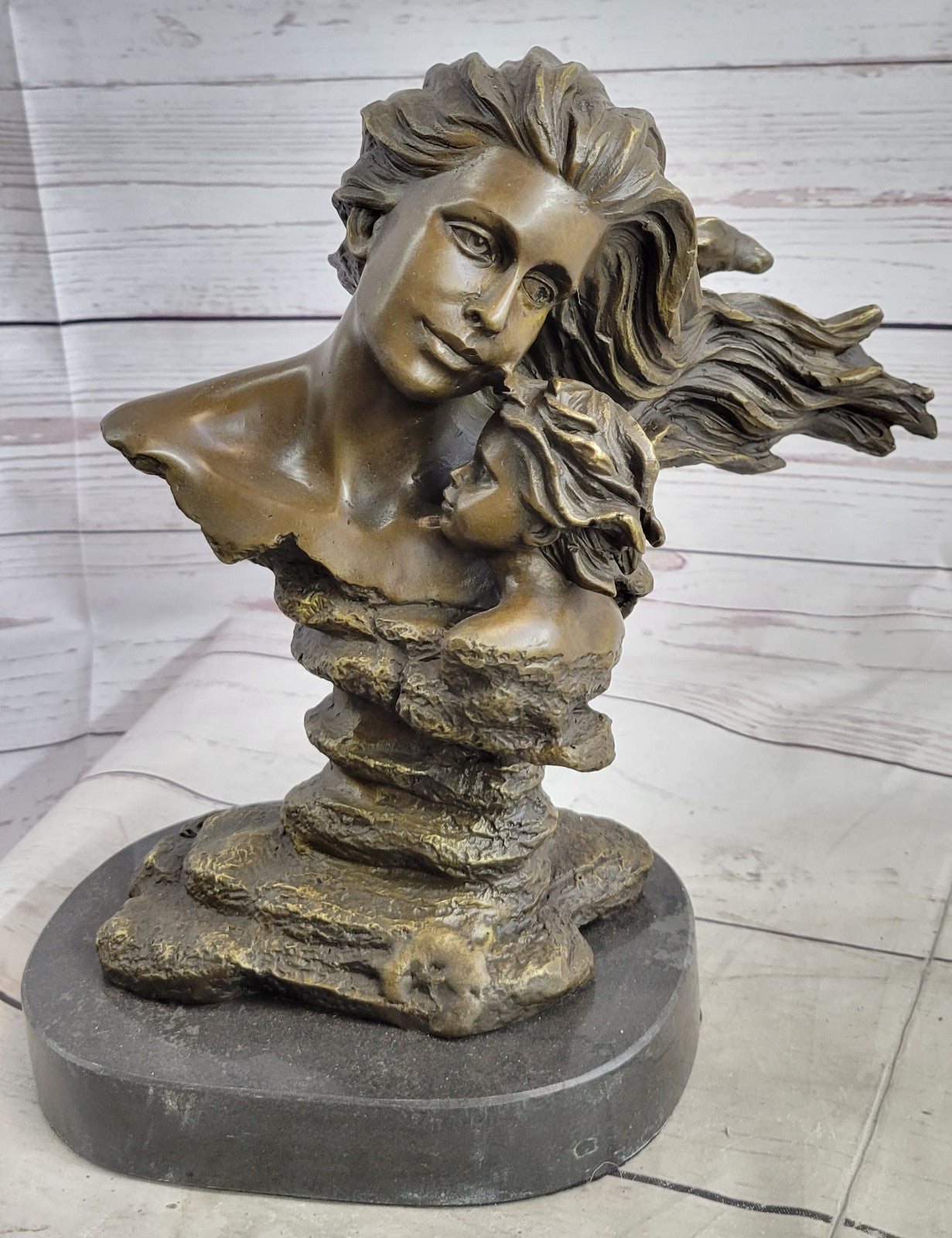 Mother Child Love Bronze Sculpture Handcrafted Figurine Figure Statue Art Deco