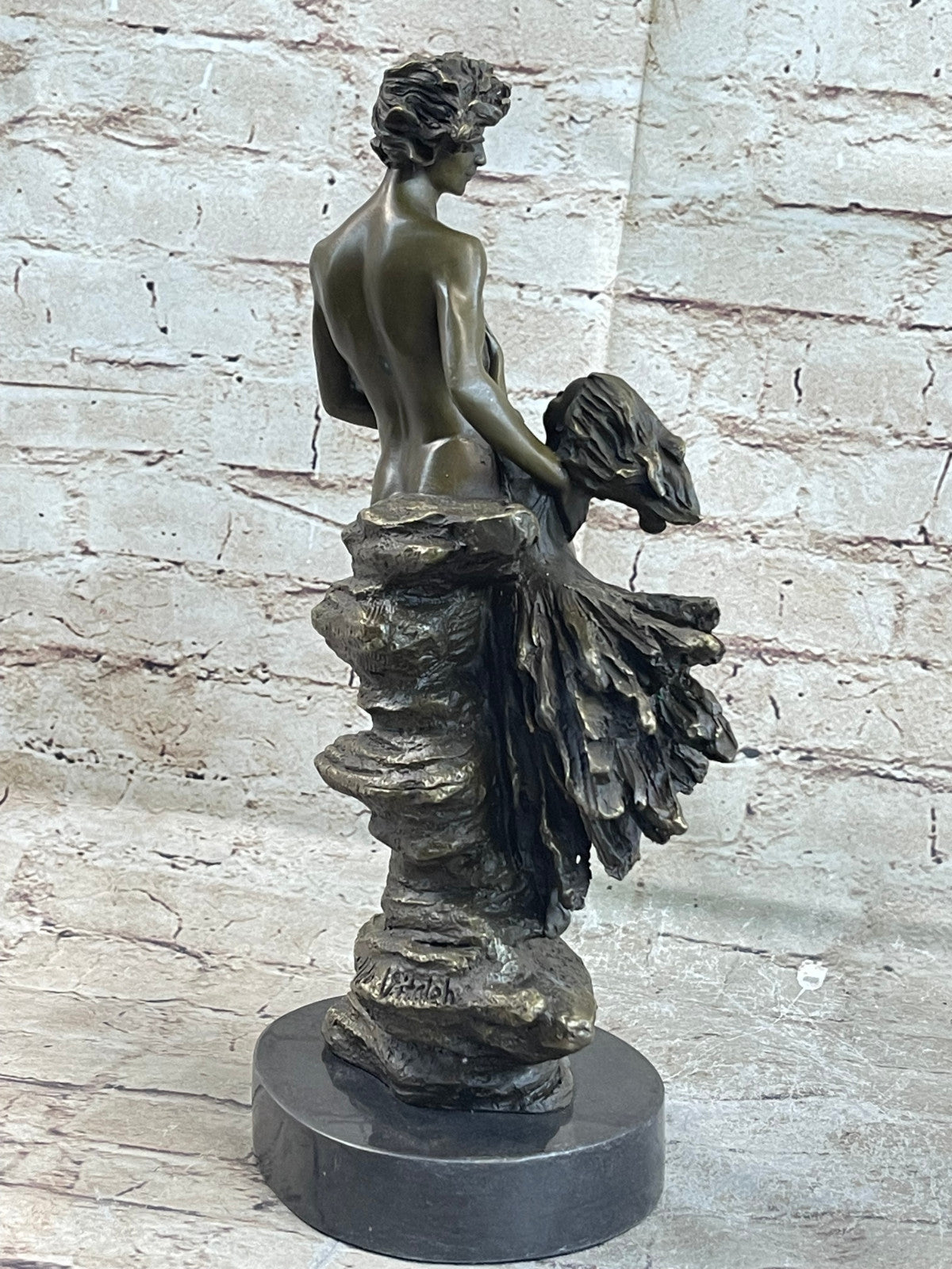 Abstract Modern Art Mid Century Nude Man in Air Real Bronze Sculpture Statue