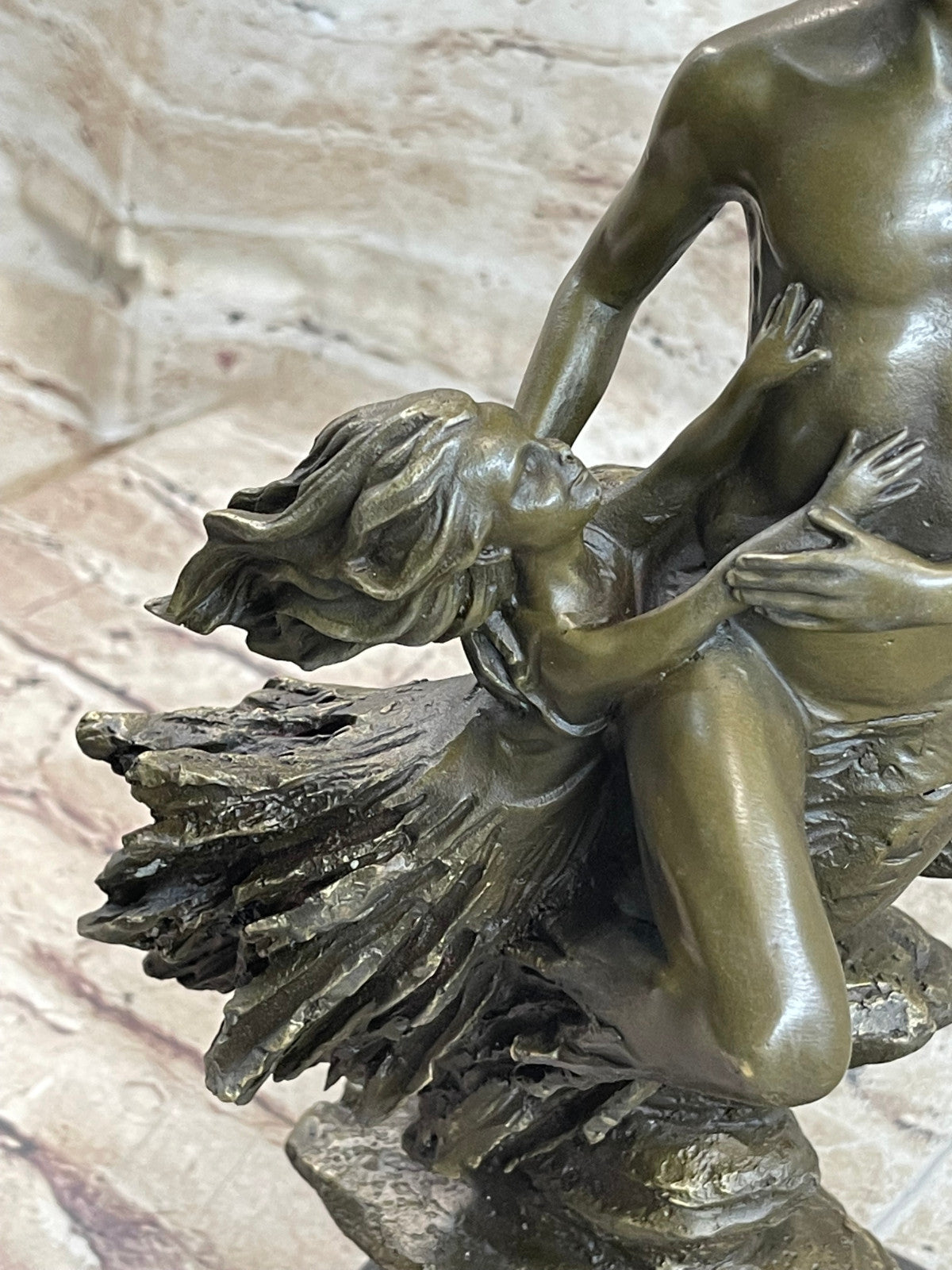Abstract Modern Art Mid Century Nude Man in Air Real Bronze Sculpture Statue