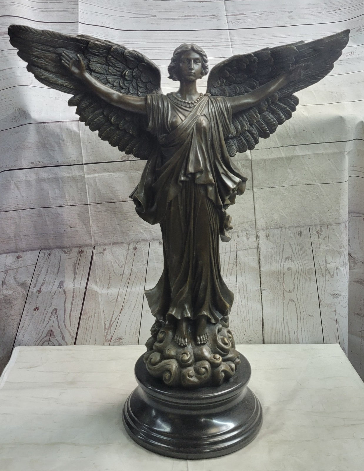 SIGNED Vitaleh, bronze statue Nude Female Custodian Angel Home Figurine Hot Cast