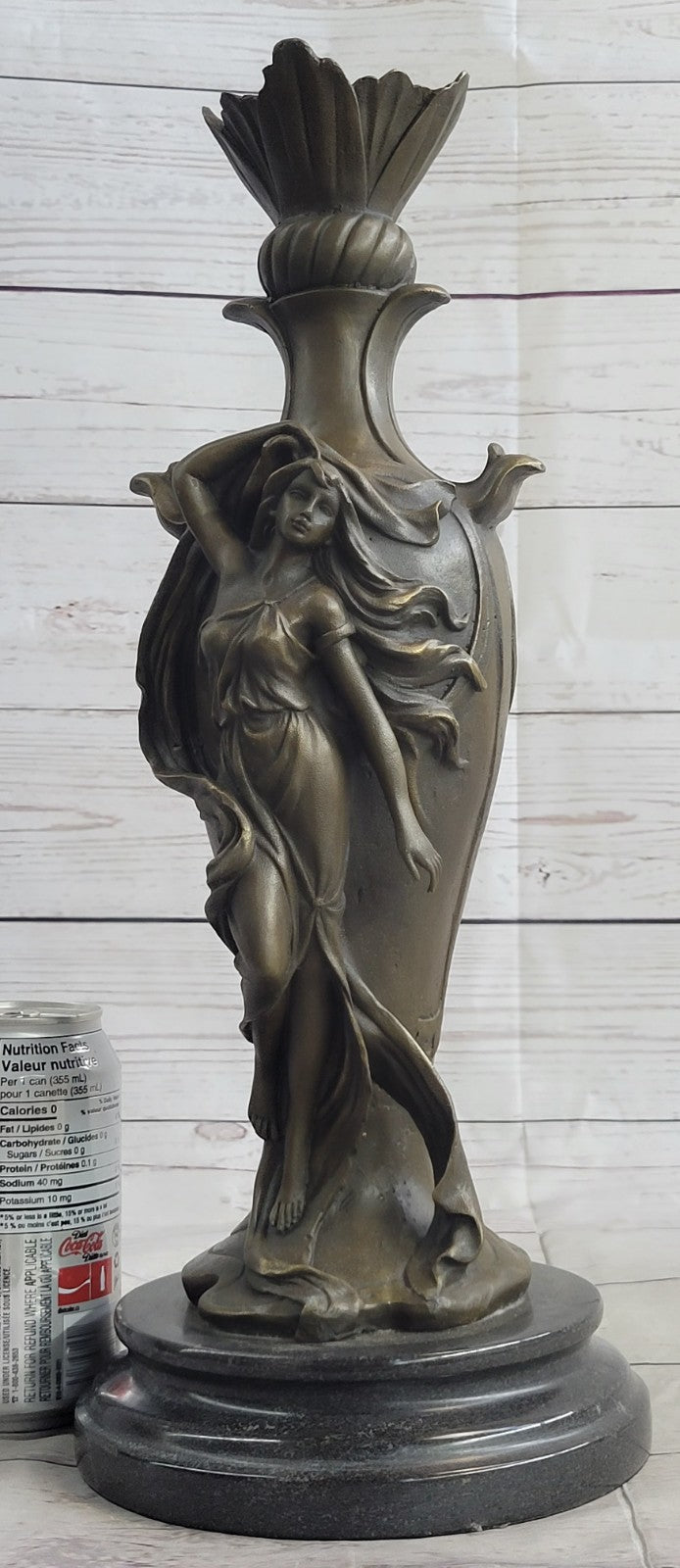 Vintage Art Nouveau Bronze Signed Cheret Nymph Goddess Statue Sculpture Gift