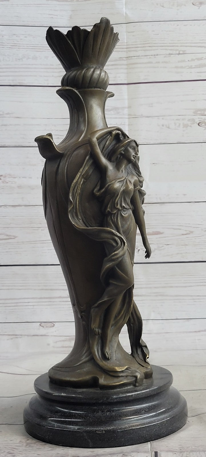 Vintage Art Nouveau Bronze Signed Cheret Nymph Goddess Statue Sculpture Gift