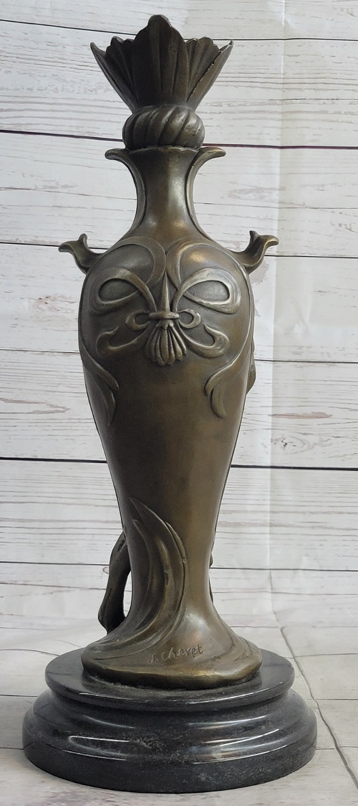 Vintage Art Nouveau Bronze Signed Cheret Nymph Goddess Statue Sculpture Gift